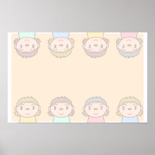 Pastellfarbene Kunst mit Kinderlächeln. Poster