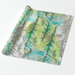 Pastellfarbene künstlerische bunte Kiefer Aquarell Geschenkpapier