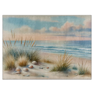 Pastellfarbene Küsten Dünen Aquarell Schneidebrett