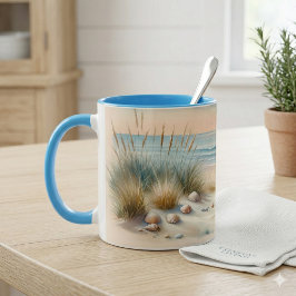 Pastellfarbene Küsten-Dünen Aquarell Tasse