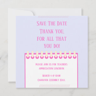 Pastellfarbene Lehrkraft-Einladung zum Speichern d Save The Date