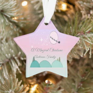 Pastellfarbene mondbeschienene Weihnachtsfamilie S Ornament