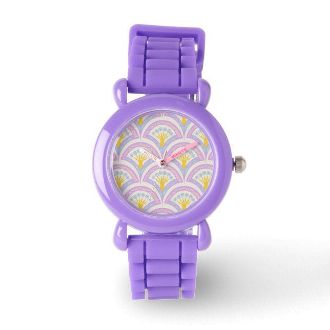 Pastellfarbene Muschel Armbanduhr (Vorderseite)