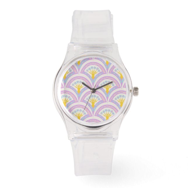 Pastellfarbene Muschel Armbanduhr (Vorderseite)