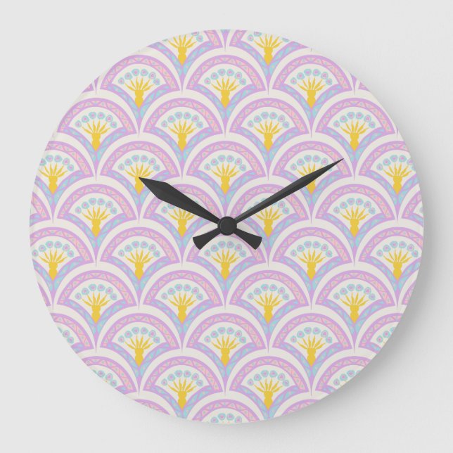 Pastellfarbene Muschel Große Wanduhr (Vorderseite)