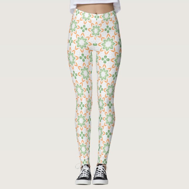 Pastellfarbene Natur-inspirierte gedruckte Mode-Le Leggings (Vorderseite)