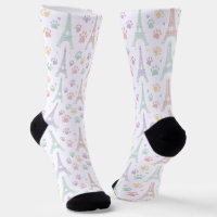 Pastellfarbene Pariser Pfotenabdruck-Socken