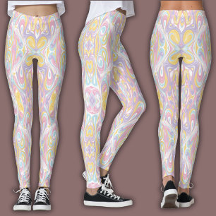 Pastellfarbene psychedelische Muster   Groovy Flüs Leggings