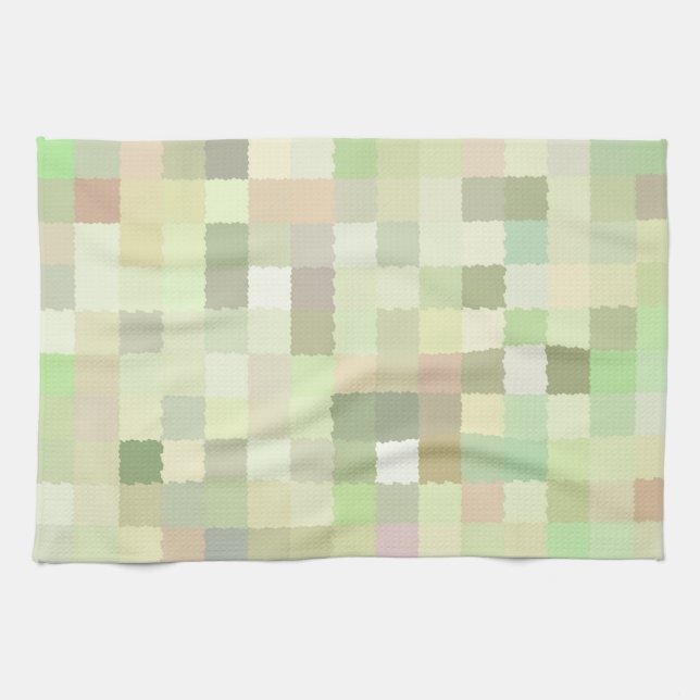 Pastellfarbene Quadrate Geschirrtuch (Horizontal)
