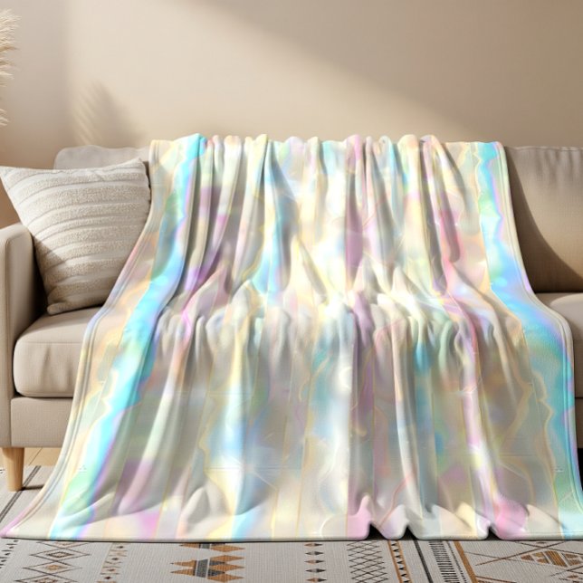 Pastellfarbene schimmernde irisierende Streifenmus Fleecedecke (Von Creator hochgeladen)