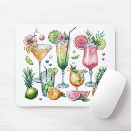 PASTELLFARBENE SOMMER-COCKTAILS UND FRÜCHTE MOUSEPAD