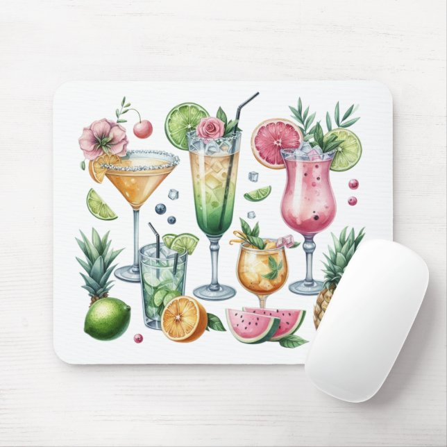 PASTELLFARBENE SOMMER-COCKTAILS UND FRÜCHTE MOUSEPAD (Mit Mouse)