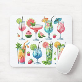 PASTELLFARBENE SOMMER-COCKTAILS UND FRÜCHTE MOUSEPAD