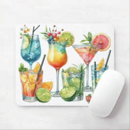 PASTELLFARBENE SOMMER-COCKTAILS UND FRÜCHTE MOUSEPAD
