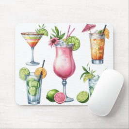 PASTELLFARBENE SOMMER-COCKTAILS UND FRÜCHTE MOUSEPAD