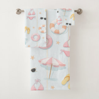 Pastellfarbene Sommerstrand-Accessoires-Muster Badhandtuch Set