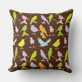Pastellfarbene Varietät des Vogelmusters Kissen