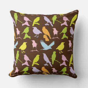 Pastellfarbene Varietät des Vogelmusters Kissen