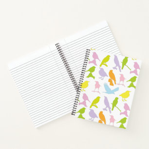 Pastellfarbene Vielfalt von Birds-Muster-Notebook Notizbuch