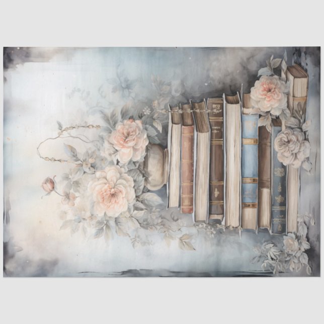 Pastellfarbene Vintage  Bücher Seidenpapier (Vorderseite)