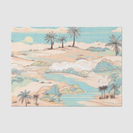 Pastellfarbene Vintage-Strandmuster  Seidenpapier