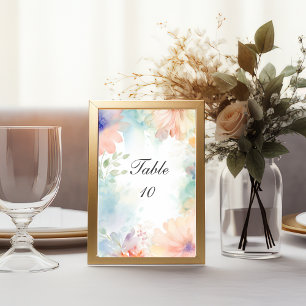 Pastellfarbene Wasserfarben-Hochzeit elegant moder Tischnummer