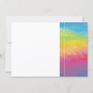 Pastellfarbene Wasserfarben Regenbogen  Einladung