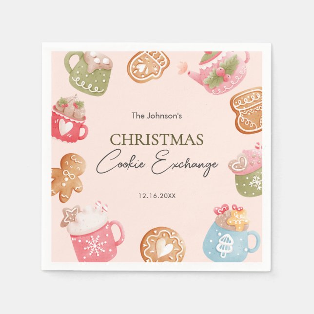 Pastellfarbene Weihnachtsplätzchen-Tauschparty Serviette (Vorderseite)