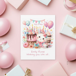 Pastellfarbene Whimsical Süße Leckereien Katzengeb Karte