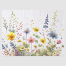 Pastellfarbene Wildblumen Decoupage Seidenpapier