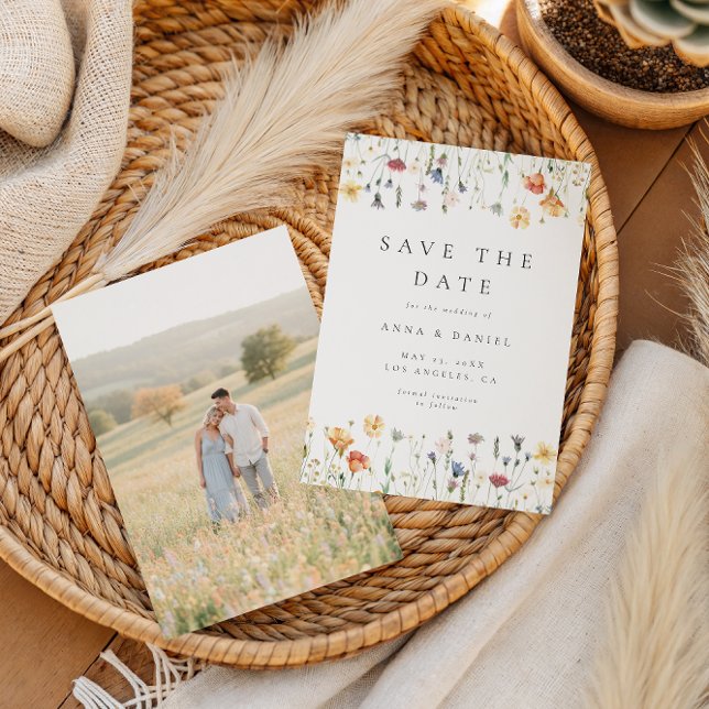 Pastellfarbene Wildblumen-Hochzeit Save The Date (Von Creator hochgeladen)