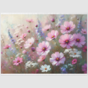 Pastellfarbene Wildblumen-Impressionisten-Malerei- Seidenpapier