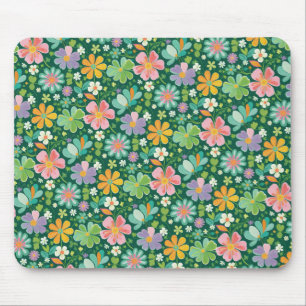 Pastellfarbene Wildblumen in Rosa, Lila, Orange un Mousepad