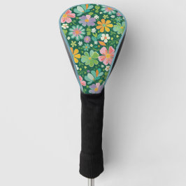 Pastellfarbene Wildblumen in rosa, Lila orange und Golf Headcover