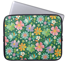 Pastellfarbene Wildblumen in rosa, Lila orange und Laptopschutzhülle