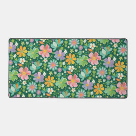 Pastellfarbene Wildblumen in rosa, Lila orange und Schreibtischunterlage