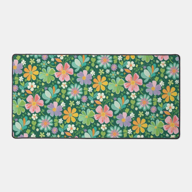 Pastellfarbene Wildblumen in rosa, Lila orange und Schreibtischunterlage (Vorderseite)