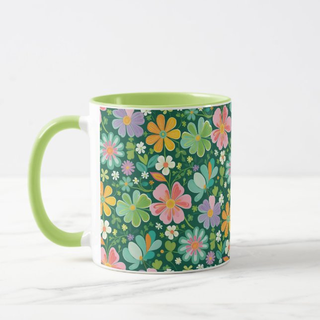 Pastellfarbene Wildblumen in rosa, Lila orange und Tasse (Links)