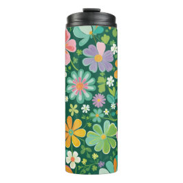 Pastellfarbene Wildblumen in rosa, Lila orange und Thermosbecher