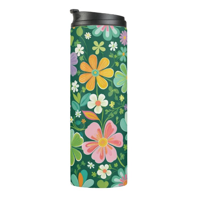 Pastellfarbene Wildblumen in rosa, Lila orange und Thermosbecher (Nach rechts gedreht)