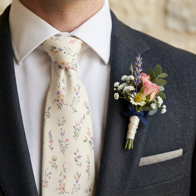 Pastellfarbene Wildblumengarten-Hochzeit Krawatte (Von Creator hochgeladen)