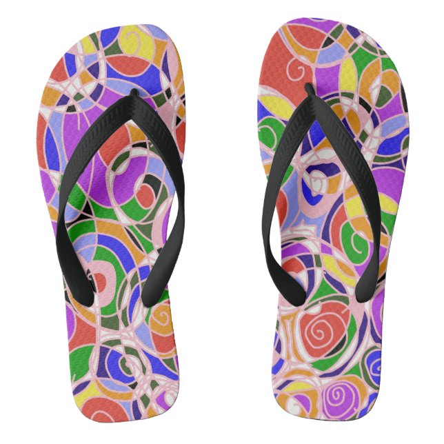 Pastellfarbene wirbelnde abstrakte Muster  Flip Flops (Fußbett)