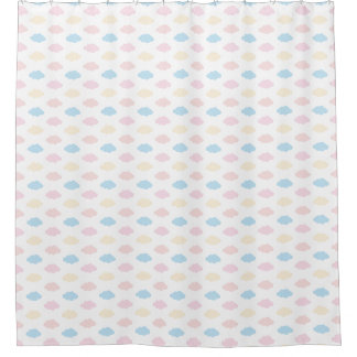 Pastellfarbene Wolken Rosa Blau Gelb Modern Duschvorhang