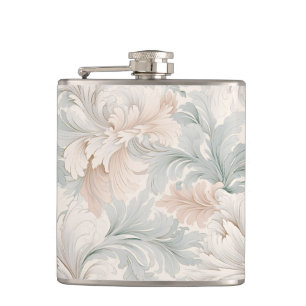 Pastellfarbene zarte ornamentale Blumenelemente Flachmann