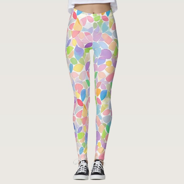 Pastellfarbener Frühlingsmosaik Leggings (Vorderseite)