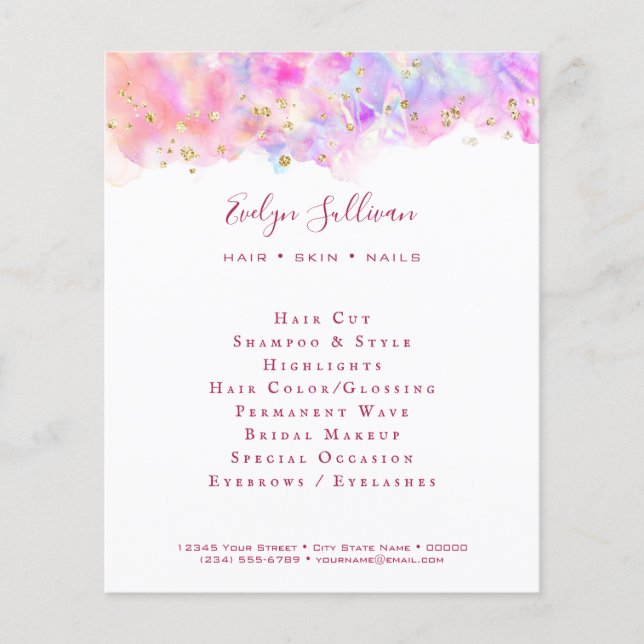 Pastellfarbener Glitzer Flyer (Vorne)