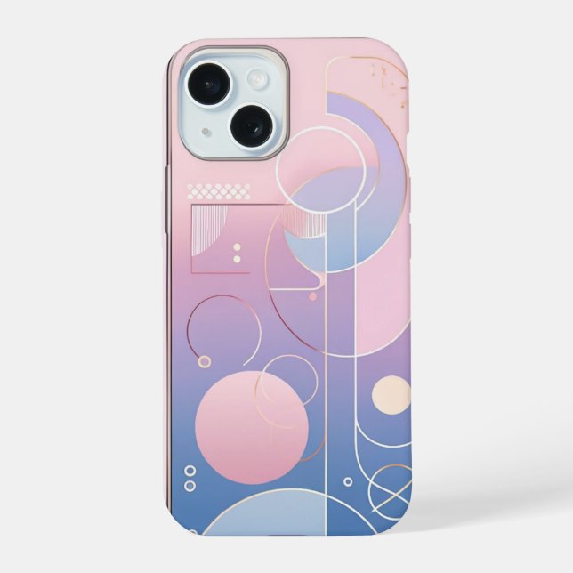 Pastellfarbener Gradient Geometrisch iPhone 15 Hülle (Rückseite)
