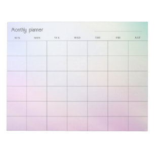 Pastellfarbener Gradient Monatsplaner, anpassbarer Notizblock