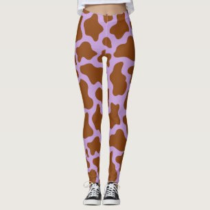 pastellfarbener lila Kuhdruck Leggings