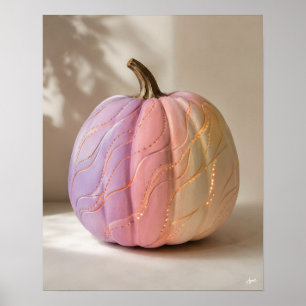 Pastellfarbener Ombre-Wellen-Kürbis Poster